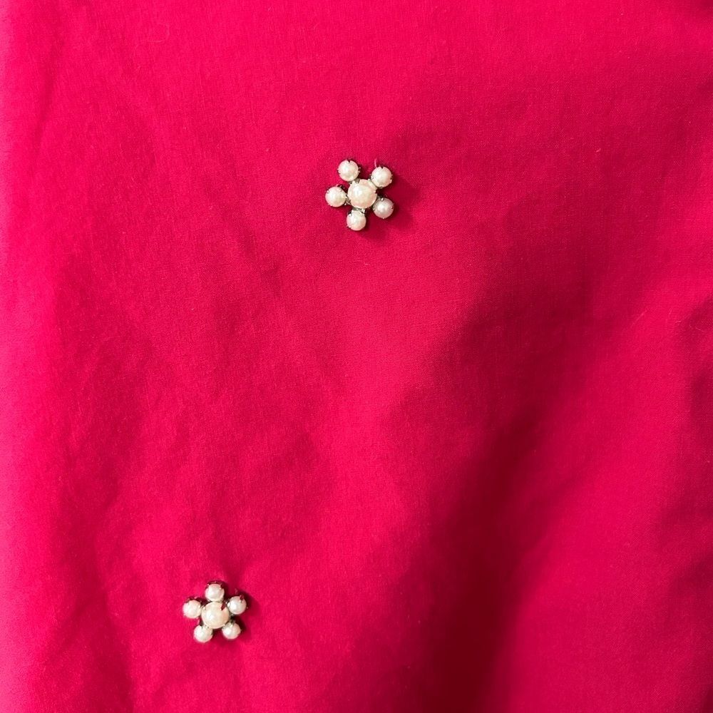 Zara Pink Button Down Shirt with Beaded Floral Accents - Picture 3 of 4